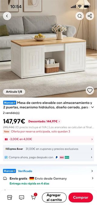 Mesa centro elevable a estrenar. Entrego montada