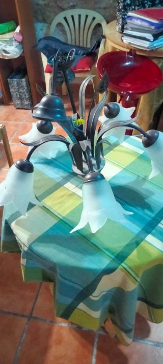 Lámpara de techo floral metal y cristal