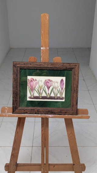 Cuadro de flores de papel y madera