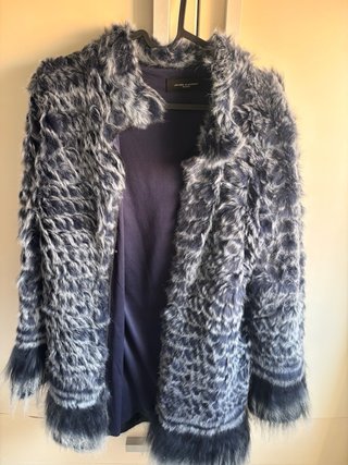 Chaquetón piel conejo Javier Simorra azul/gris