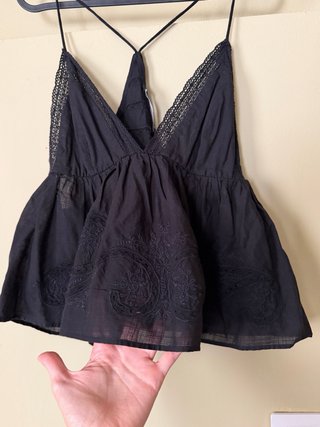 Top boho bordado Zara negro