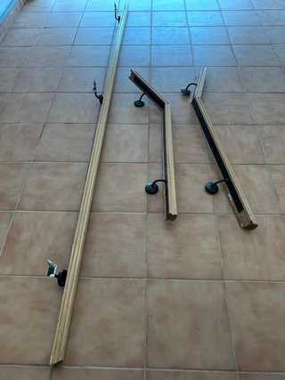 Baranda pasamanos madera 37+87cm, 47+97cm, 305cm