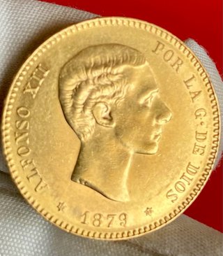 Moneda 25 Pesetas Oro 1879 EMM Alfonso XII