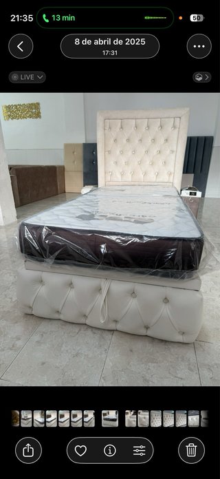 Cama capitoné 90x190 cm