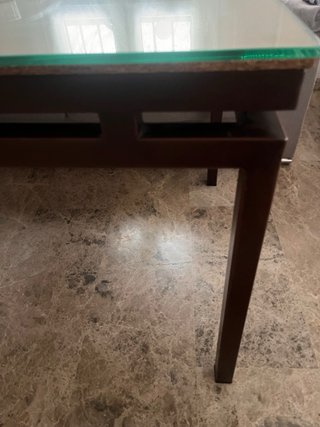 Mesa de forja 140cm cristal y metal