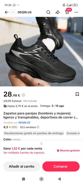 Zapatillas Bambos Talla 45 Negras