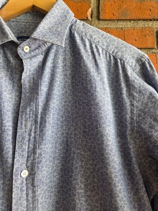 Camisa Etro Algodón Microestampado Azul