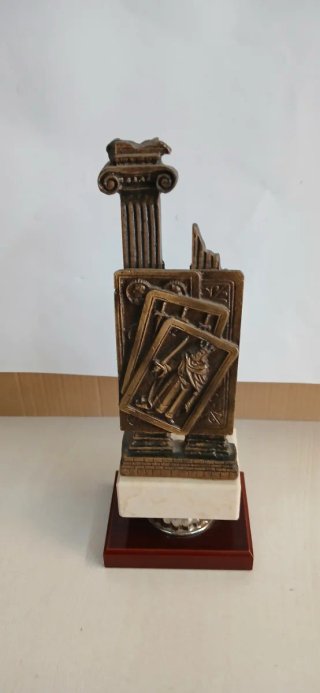 Trofeo Cartas Española 26cm Peana Mármol