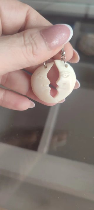 Pendientes Luna Caras Plata