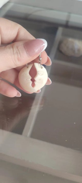 Pendientes Luna Caras Plata