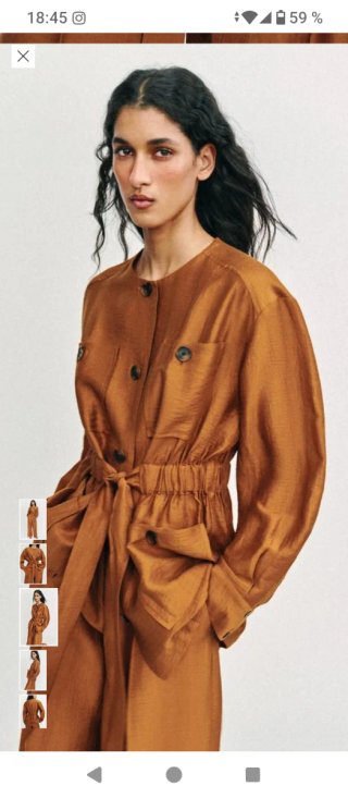 Chaqueta safari lino marrón/naranja