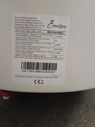 Termo Eléctrico Emelson 80 Litros