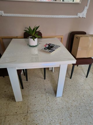 Tavolo da pranzo in legno e plastica
