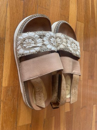 Sandalias Contentina Cuero T38 Beige/Oro