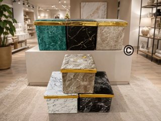 Pouf marmo design oro