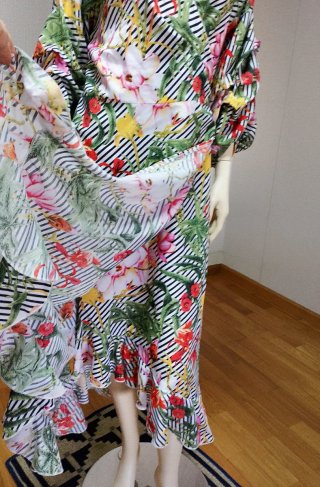 Vestido Jeuvre Estampado Floral Rayas