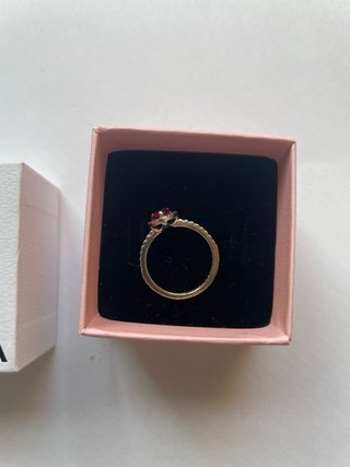 Anillo Pandora Corazón Rojo y Plata