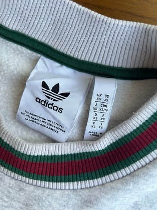 Sudadera Adidas Gris con Logo Verde