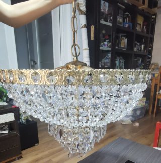Lámpara de techo cesta cristal y metal