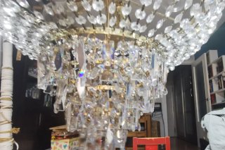 Lámpara de techo cesta cristal y metal