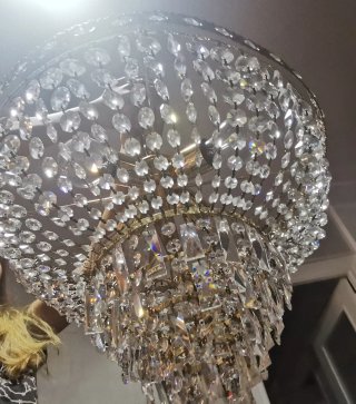 Lámpara de techo cesta cristal y metal