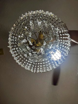 Lámpara de techo cesta cristal y metal