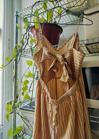 Mono Verano Mujer Talla M Rayas Doradas a estrenar