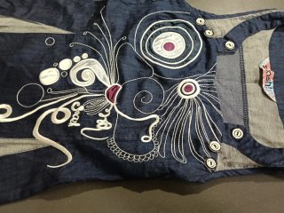 Vestido Smash azul y gris con bordado