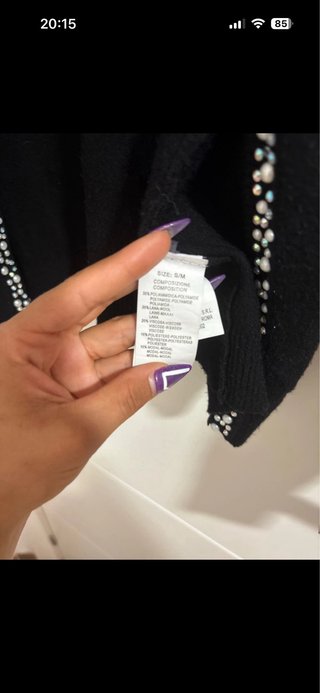 Chaquetilla lana negra con perlas