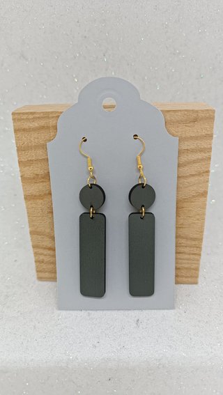 Pendientes artesanales madera gris