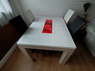 Mesa comedor extensible cristal, madera, sillas