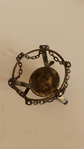 Jarrón decorativo vintage con soporte metálico