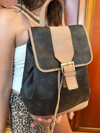 Mochila El Potro Cuero Marrón y Beige