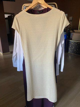 Vestido Mango Dorado Brillo