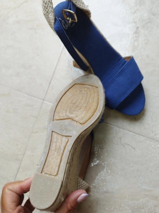 Cuñas Castañer Talla 36 Azul y Beige