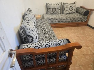 Sofá Marroquí Madera y Tela