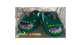 Zapatillas Dragón verde y rojo