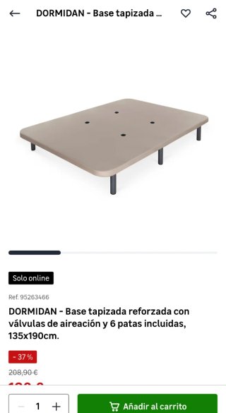 Base tapizada DORMIDAN 135x190cm Beige