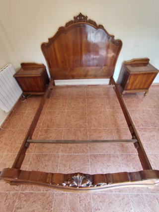 Estructura cama y 2 mesillas madera