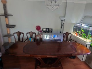Mesa de comedor extensible y sillas(regalo mesita)