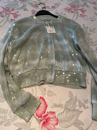 Chaqueta Zara lentejuelas verde