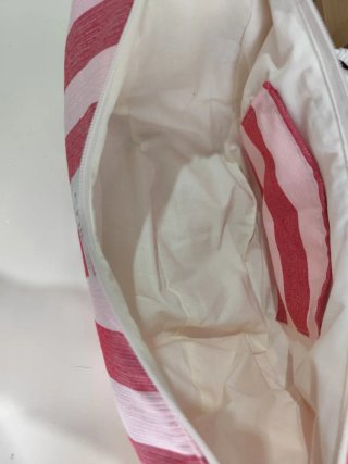 Bolso media luna  rosa rayas