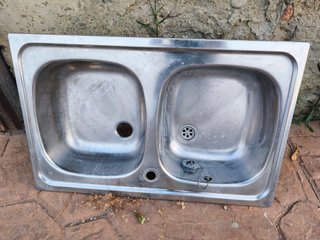 Fregadero doble inox 70x48 cm