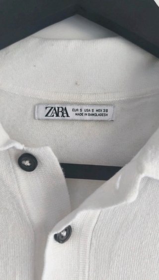 Polo Zara Blanco Manga Corta