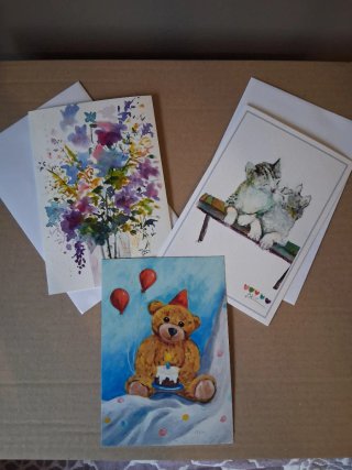 Lote de 2 Tarjetas Ilustradas y postal