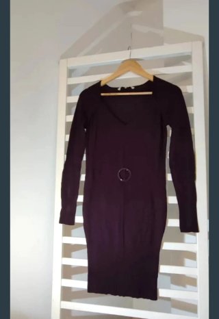 Vestido Morado Talla L con Cinturón