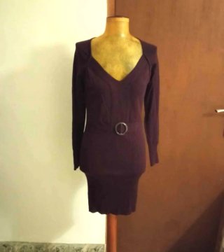 Vestido Morado Talla L con Cinturón