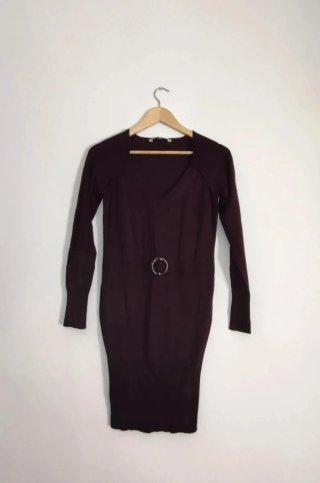 Vestido Morado Talla L con Cinturón