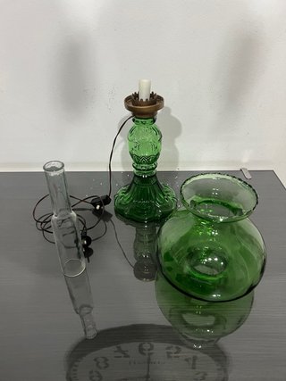 Lampada elettrica vintage vetro verde