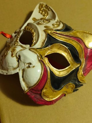 Maschera Veneziana Gatto Cartapesta Fatta a Mano